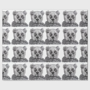 Cadeau Papier d'emballage mat de dessin de panda, 30 dans