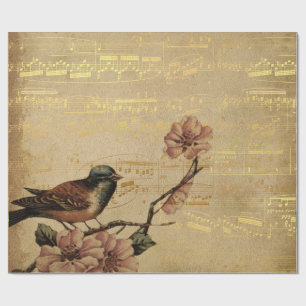 Cadeau Papier d'emballage mat de musique d'or de chanson