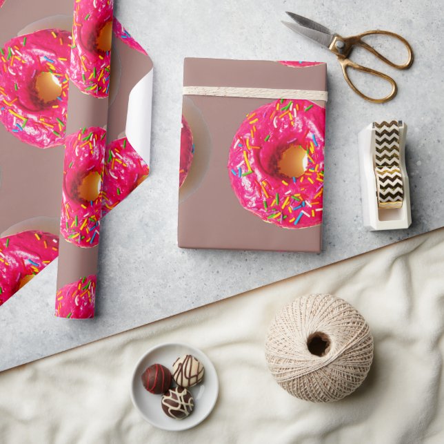 Cadeau Papier d'emballage mat Donut rose (Artisanat)