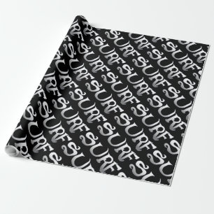 Cadeau Papier d'emballage mat incliné noir surf