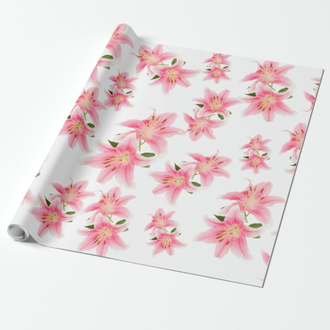 Cadeau Papier d'emballage mat Lily rose (Déroulé)