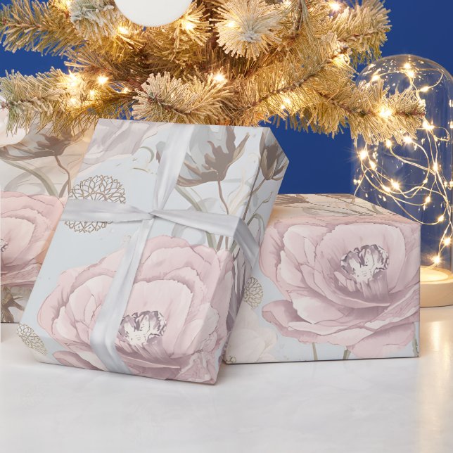 Cadeau Papier d'emballage mat Pastel Flower & Butterfly (Vacances)