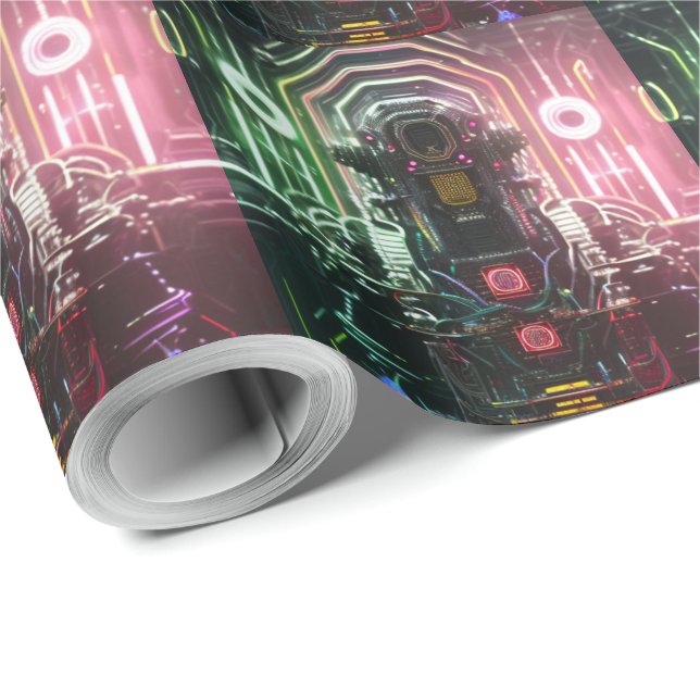 Cadeau Papier d'emballage mat Robot 1 (Coin rond)