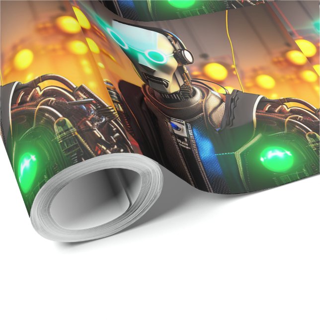Cadeau Papier d'emballage mat Robot 2 (Coin rond)