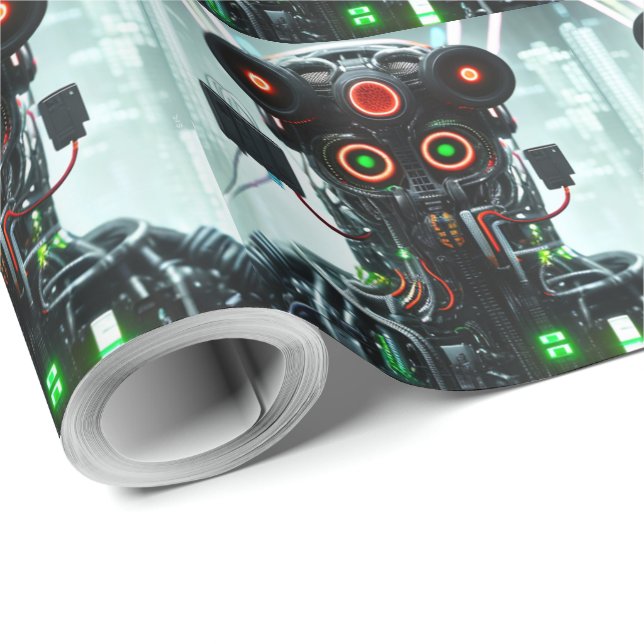 Cadeau Papier d'emballage mat Robot 5 (Coin rond)