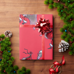 Cadeau Papier d'emballage mat rouge père Noël Bat