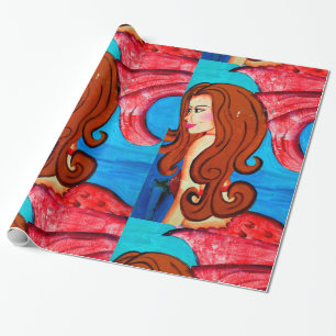 Cadeau papier d'emballage mermaids roux