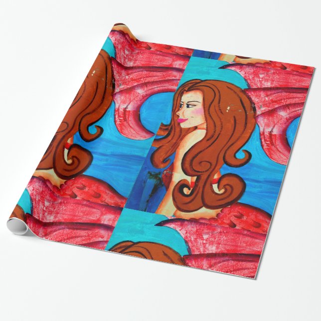 Cadeau papier d'emballage mermaids roux (Déroulé)