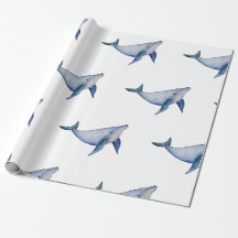 Papier d'emballage mignon à thème marin de baleine
