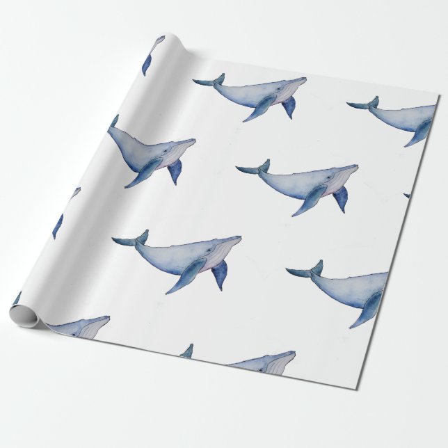Cadeau Papier d'emballage mignon à thème marin de baleine (Déroulé)