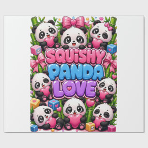 Cadeau Papier d'emballage mignon Kawaii Amour de Panda Sq