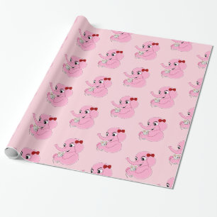Cadeau Papier d'emballage mignon pour fille d'éléphant