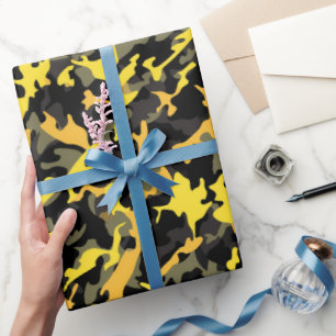 Cadeau Papier d'emballage militaire jaune et noir