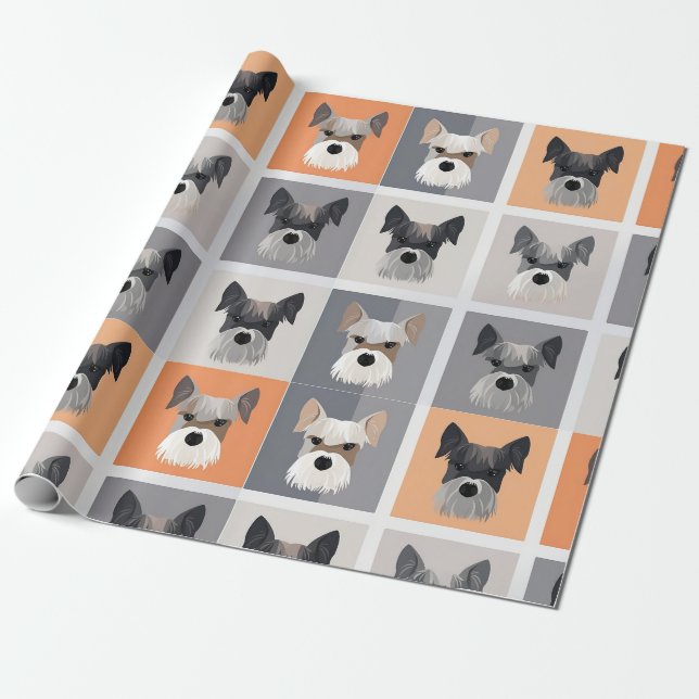 Cadeau Papier d'emballage Mini Schnauzer (Déroulé)
