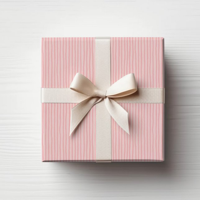 Cadeau Papier d'emballage minimal rayé rose (Créateur téléchargé)