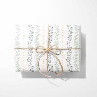 Cadeau Papier d'emballage moderne botanique rayé neutre