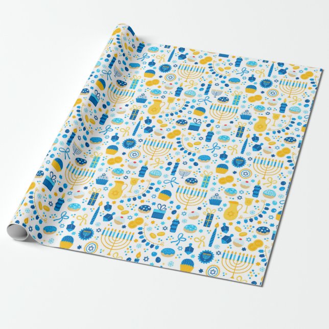 Cadeau Papier d'emballage moderne de Hanukkah (Déroulé)