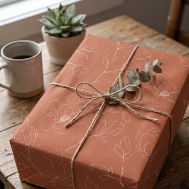 Cadeau Papier d'emballage moderne en terre cuite pour fle (Créateur téléchargé)
