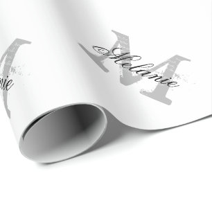 Cadeau Papier d'emballage monogramme de nom chic personna