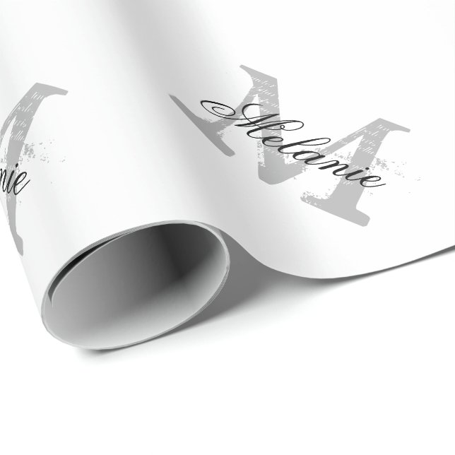 Cadeau Papier d'emballage monogramme de nom chic personna (Coin rond)