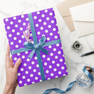 Cadeau Papier d'emballage motif à points de polka violet