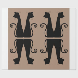Cadeau Papier d'emballage motif chat noir minimaliste