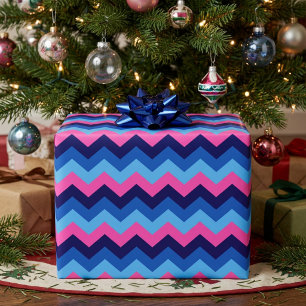 Cadeau Papier d'emballage motif chevron rose bleu Cool