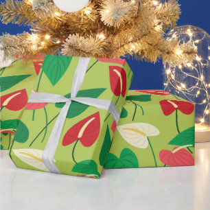 Cadeau Papier d'emballage motif de fleurs flamingo coloré