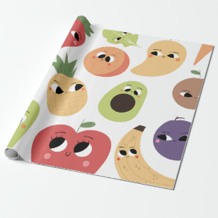 Cadeau papier d'emballage motif de fruits
