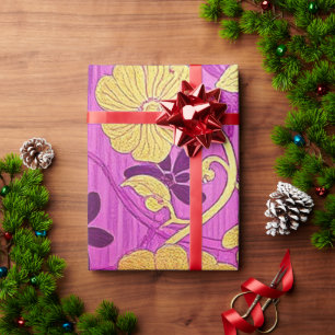 Cadeau Papier d'emballage - Motif doré rose oriental