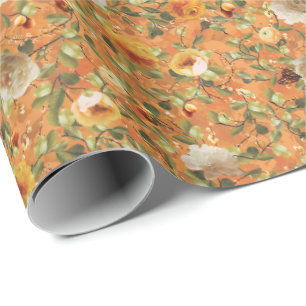 Cadeau Papier d'emballage motif jardin orange vintage