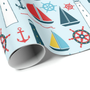 Cadeau Papier d'emballage motif Nautical Beach