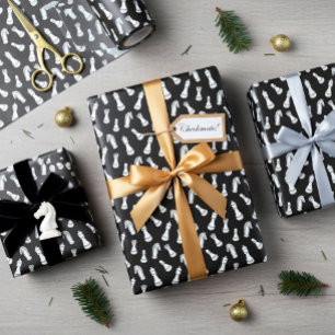 Cadeau Papier d'emballage motif pièces d'échecs modernes