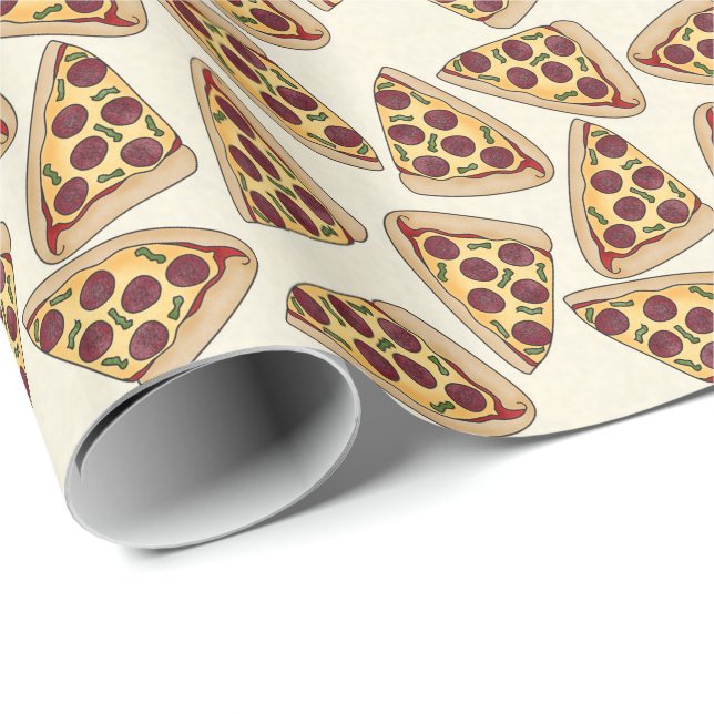 Cadeau Papier d'emballage motif Pizza amusant (Coin rond)