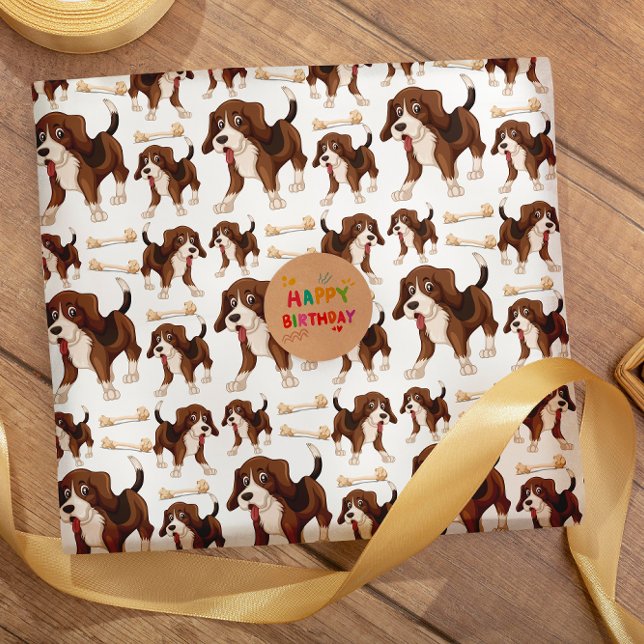 Cadeau Papier d'emballage motif sans couture pour chien b (Créateur téléchargé)