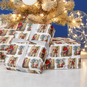 Cadeau Papier d'emballage motif Santa Claus vintage