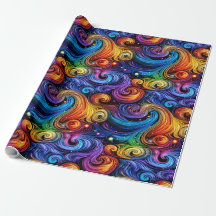 Papier d'emballage motif tourbillon coloré