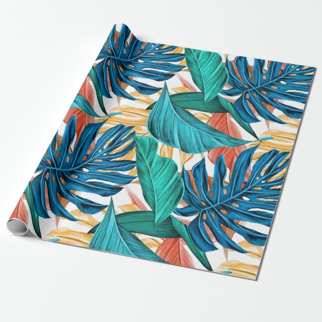 Cadeau Papier d'emballage motif tropical (Déroulé)