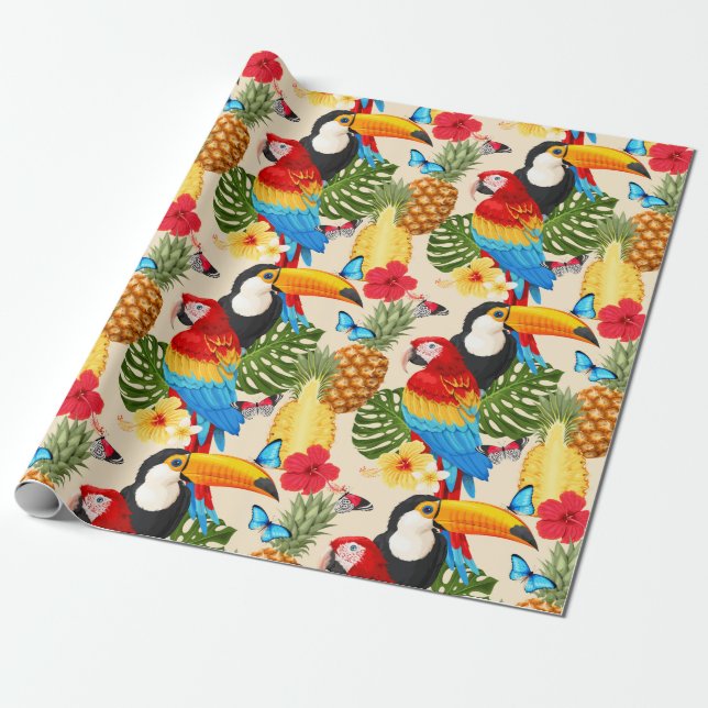 Cadeau Papier d'emballage motif tropical (Déroulé)