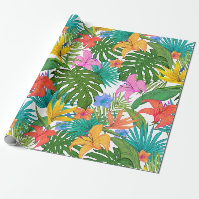 Cadeau Papier d'emballage motif tropical (Déroulé)