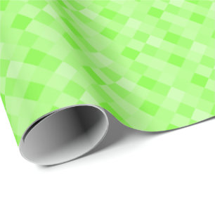 Cadeau Papier d'emballage motif vert néon petit pixélisé