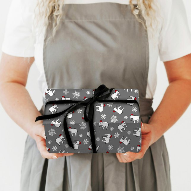 Cadeau Papier d'emballage Noël Éléphant Blanc (Gris) (Créateur téléchargé)