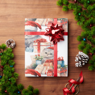 Cadeau Papier d'emballage Noël Festive cat