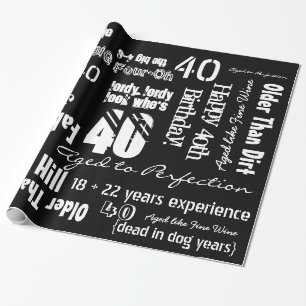 Cadeau Papier d'emballage noir anniversaire drôle