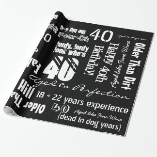 Cadeau Papier d'emballage noir anniversaire drôle