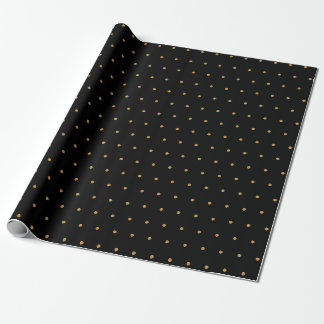 Cadeau Papier d'emballage noir avec pois dorés