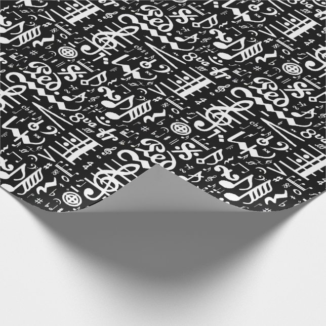 Cadeau Papier d'emballage noir blanc de notes musicales (Coin)