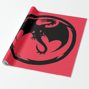 Cadeau Papier d'emballage noir de corail Dragon grand