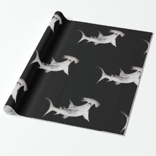 Cadeau papier d'emballage noir de requin de