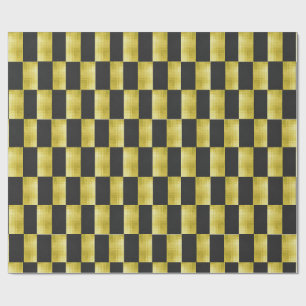 Cadeau Papier d'emballage noir IV à panneaux dorés